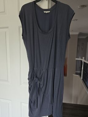 Sleeveless Charcoal Knot-Detail Dress